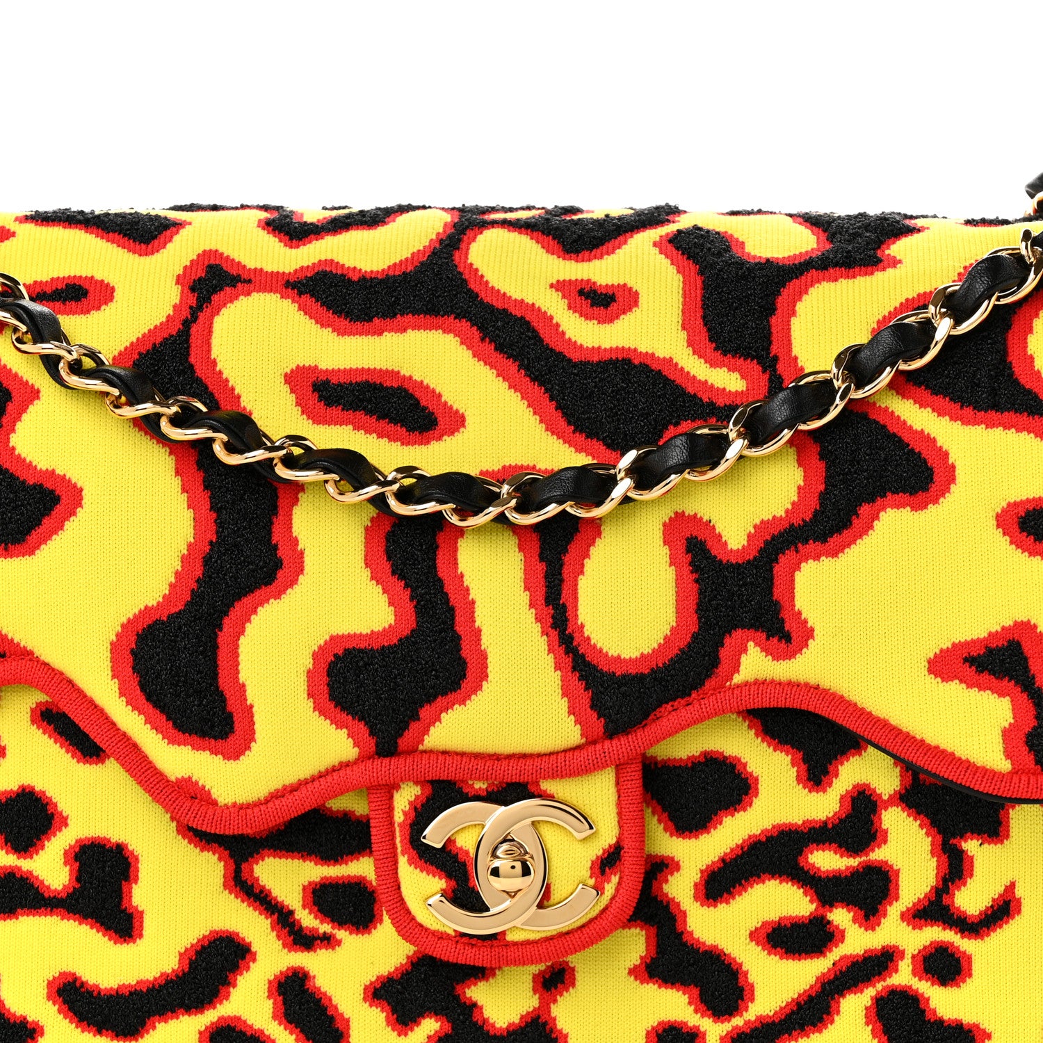 Chanel Mixed Fibers Magma Maxi Flap Yellow Black Red 8 of 11