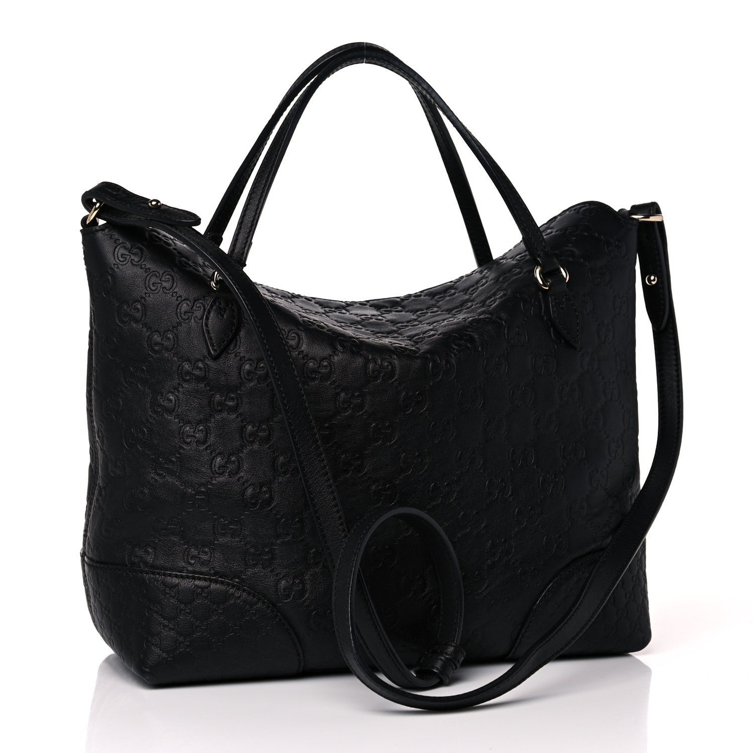 Gucci Guccissima Medium Bree Foldover Tote Black 2 of 13