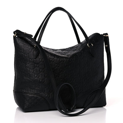 Gucci Guccissima Medium Bree Foldover Tote Black 2 of 13