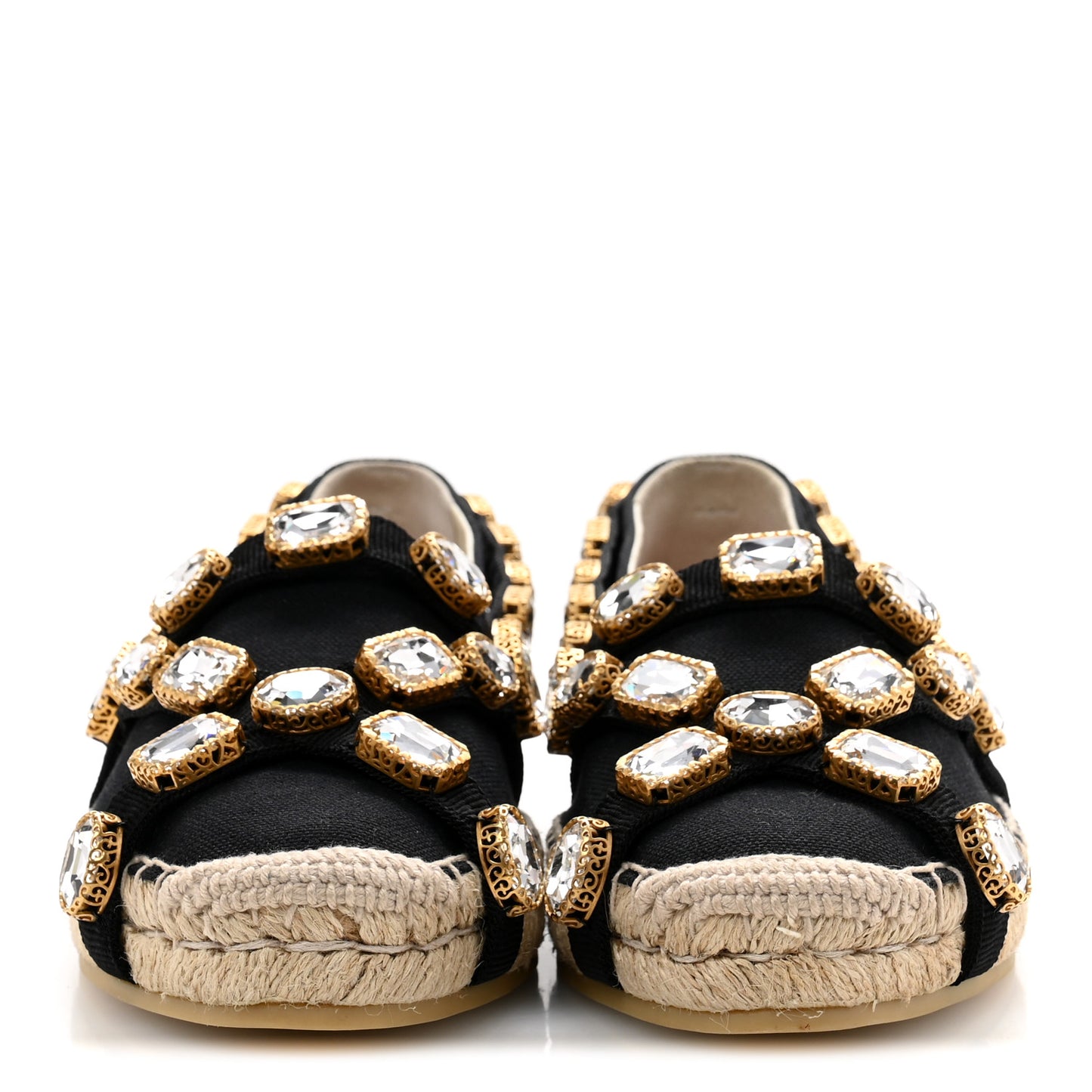 Canvas Crystal Embellished Espadrilles 39 Black