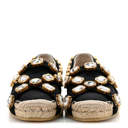 Gucci Canvas Crystal Embellished Espadrilles 39 Black 3 of 11