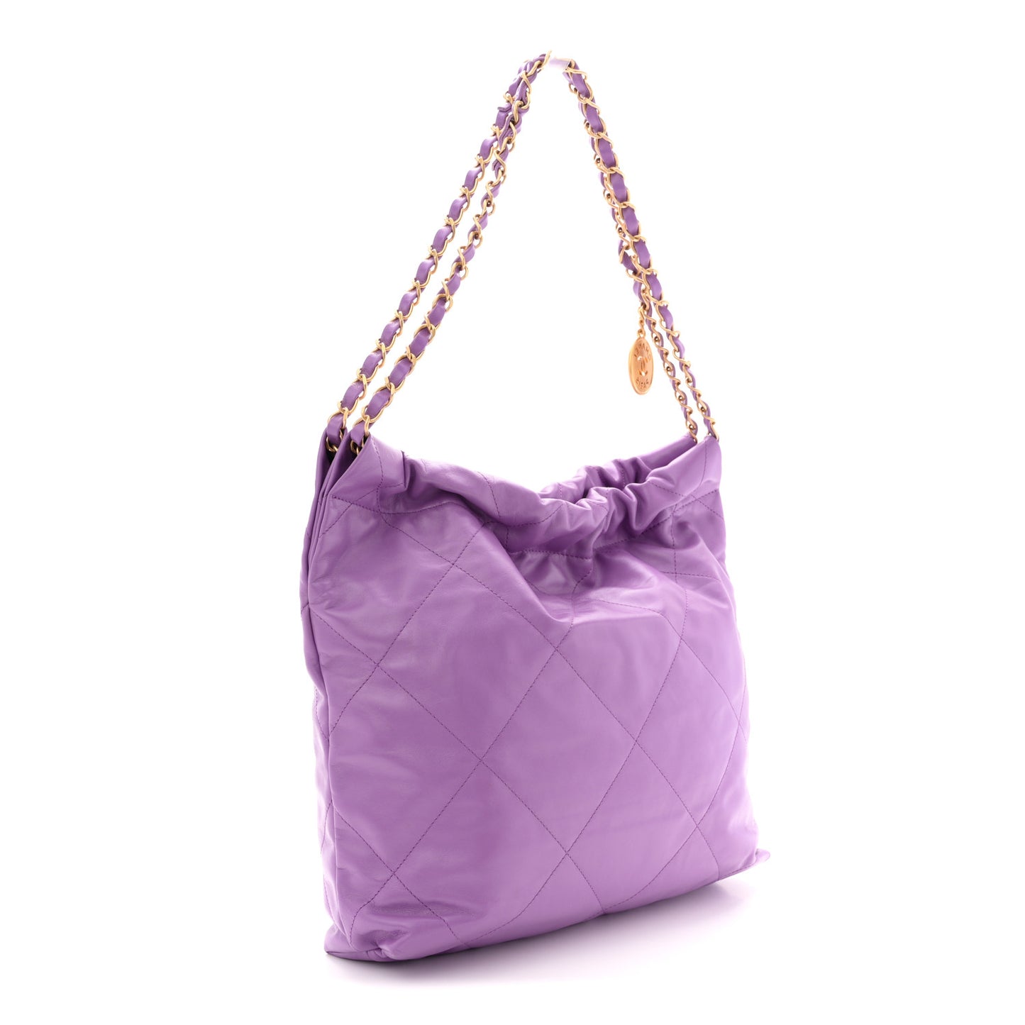 Shiny Calfskin Quilted Small Chanel 22 Purple