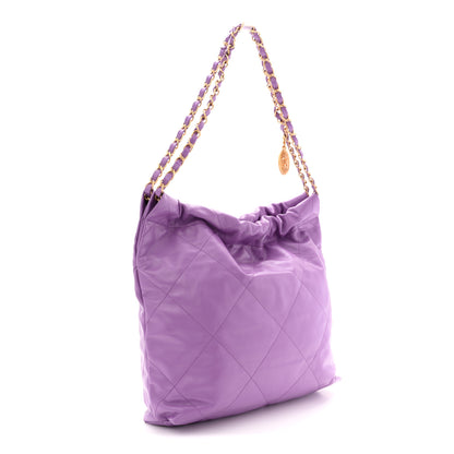 Chanel Shiny Calfskin Quilted Small Chanel 22 Purple 3 of 10