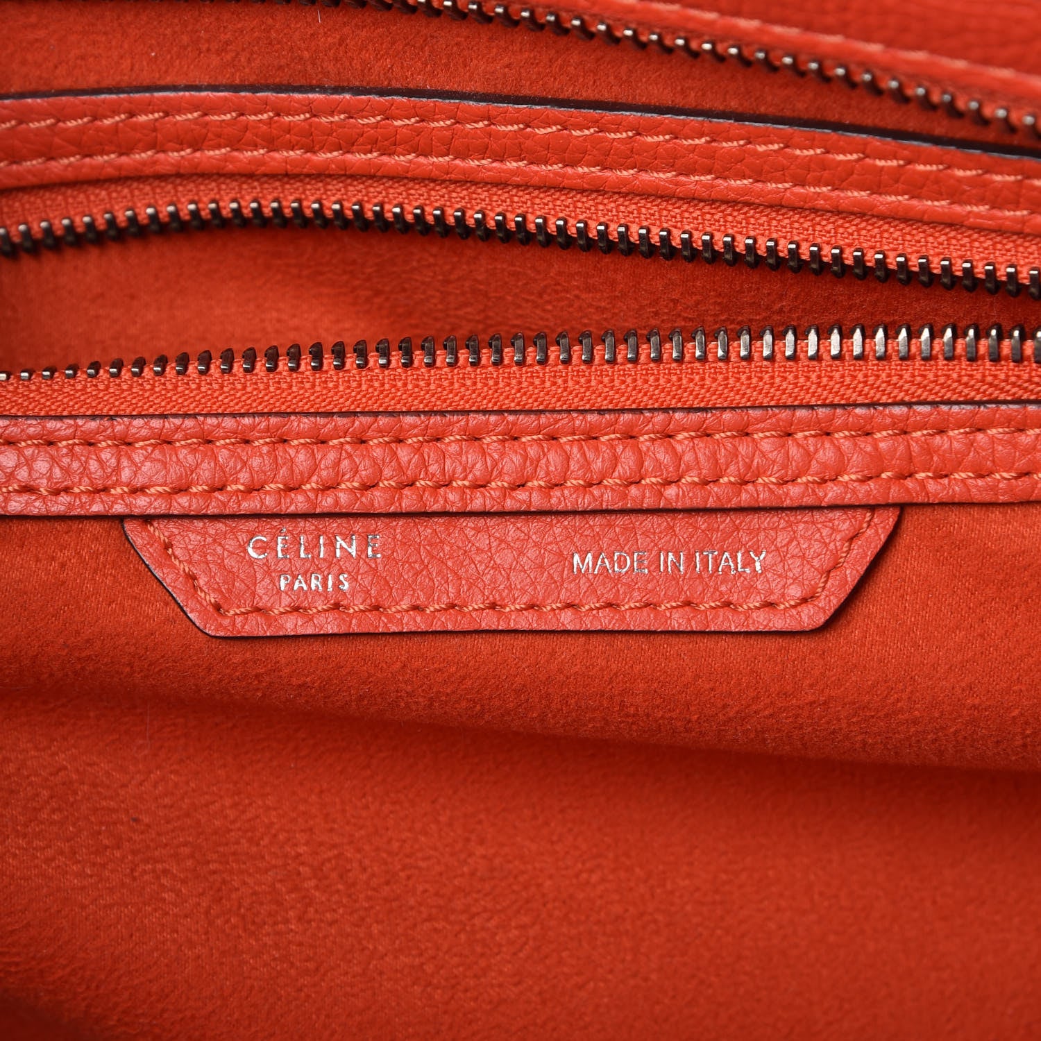 Celine Drummed Calfskin Mini Luggage Vermillion 6 of 10
