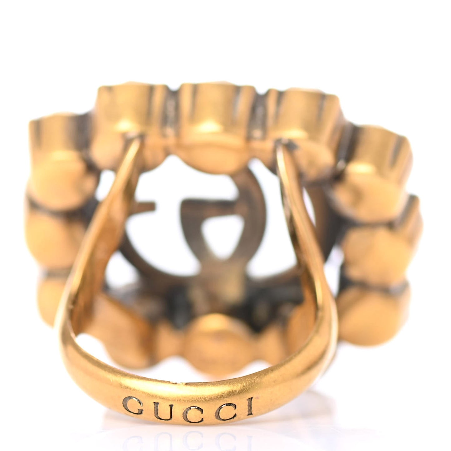 Metal Crystal Marmont Ring Aged Gold