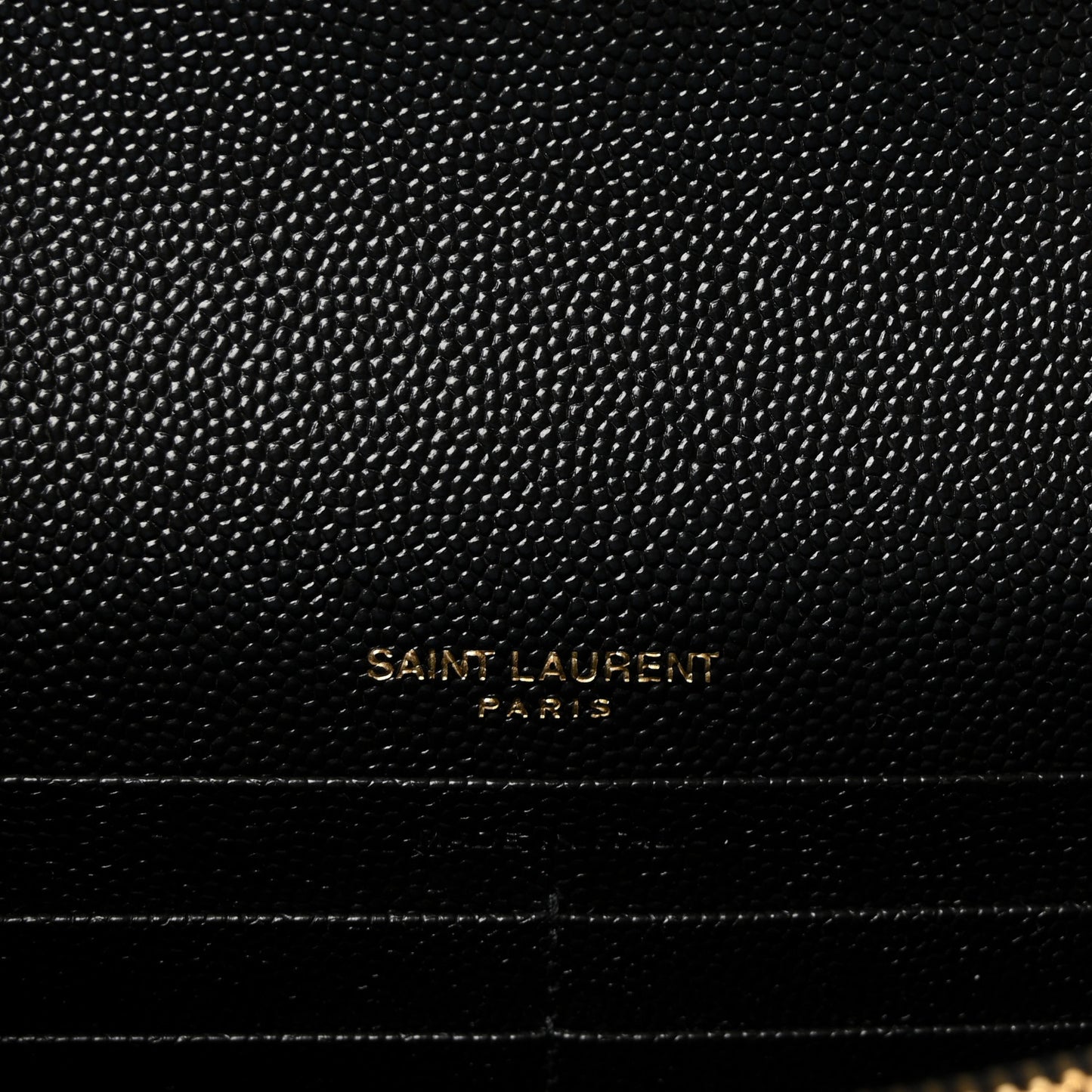 Grain De Poudre Matelasse Chevron Monogram Envelope Chain Wallet Black