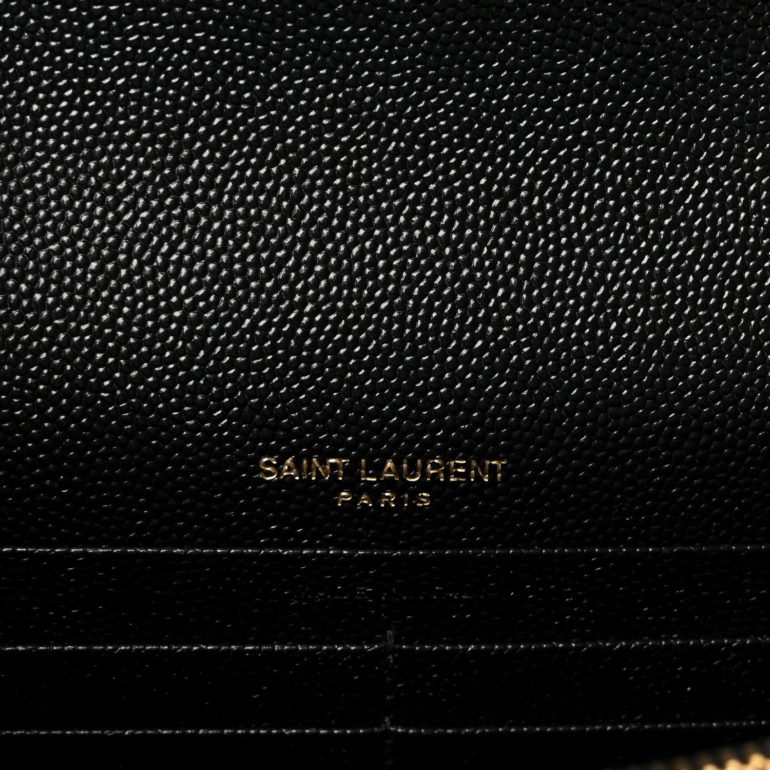 Saint Laurent Grain De Poudre Matelasse Chevron Monogram Envelope Chain Wallet Black 6 of 9