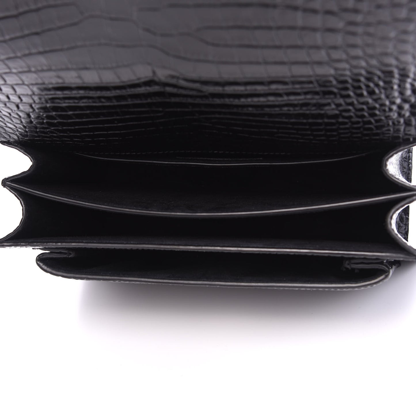 Calfskin Crocodile Embossed Medium Monogram Sunset Black