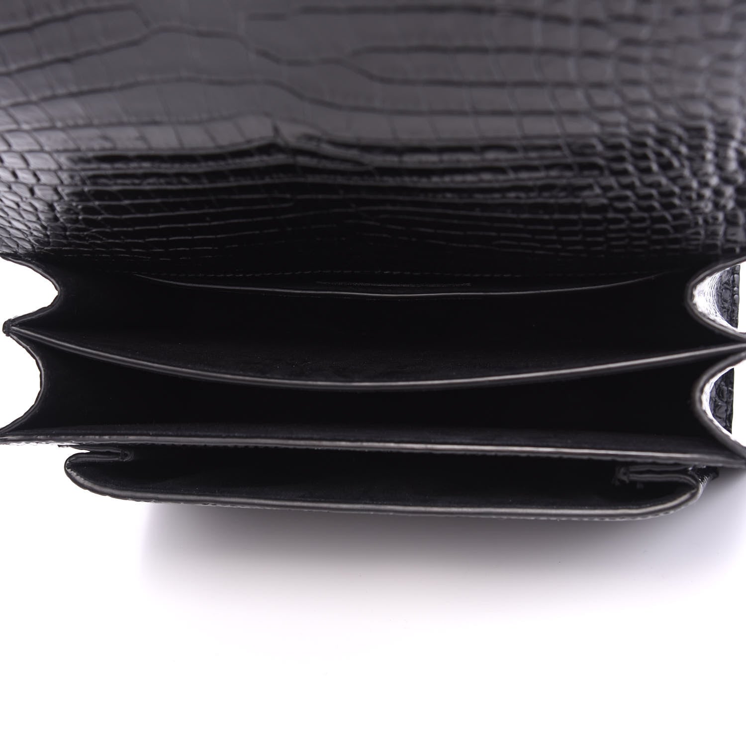 Saint Laurent Calfskin Crocodile Embossed Medium Monogram Sunset Black 4 of 9