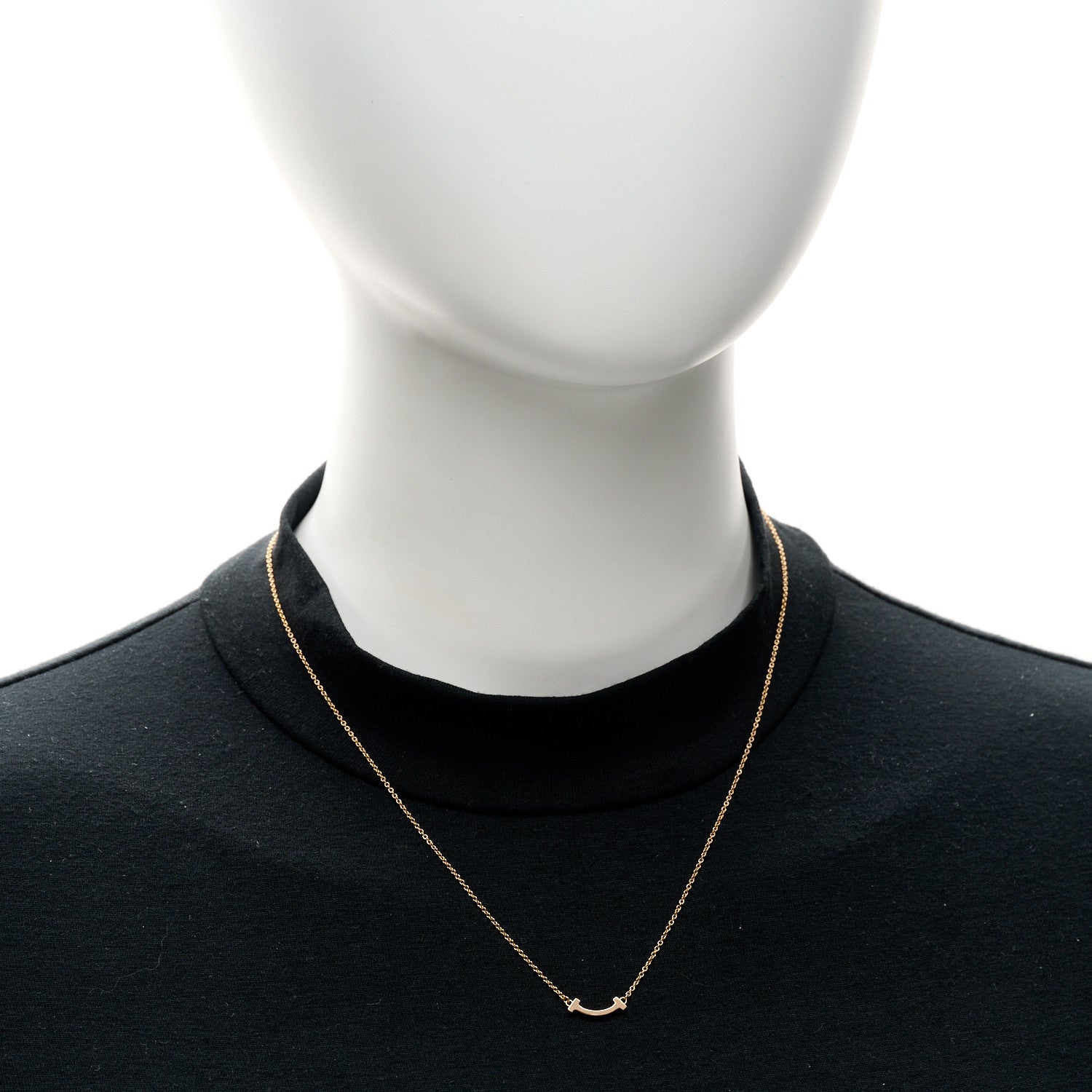 Tiffany 18K Rose Gold Mini T Smile Pendant Necklace 2 of 5