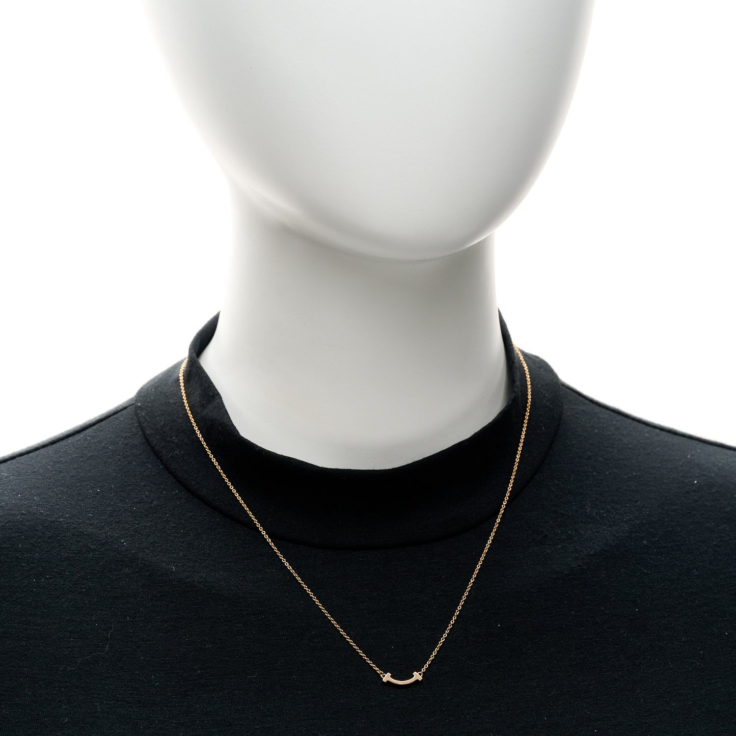 18K Rose Gold Mini T Smile Pendant Necklace