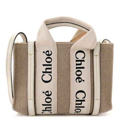 Chloe Cotton Calfskin Mini Woody Ribbon Tote White Light Brown 1 of 10