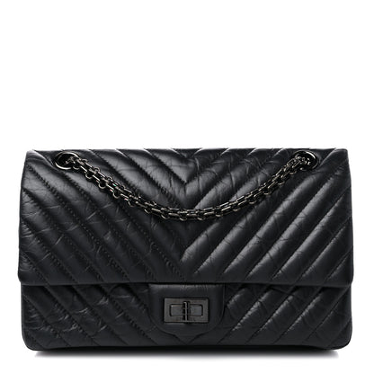 Chanel Aged Calfskin Chevron Quilted 2.55 Reissue 225 Flap So Black 1 of 11