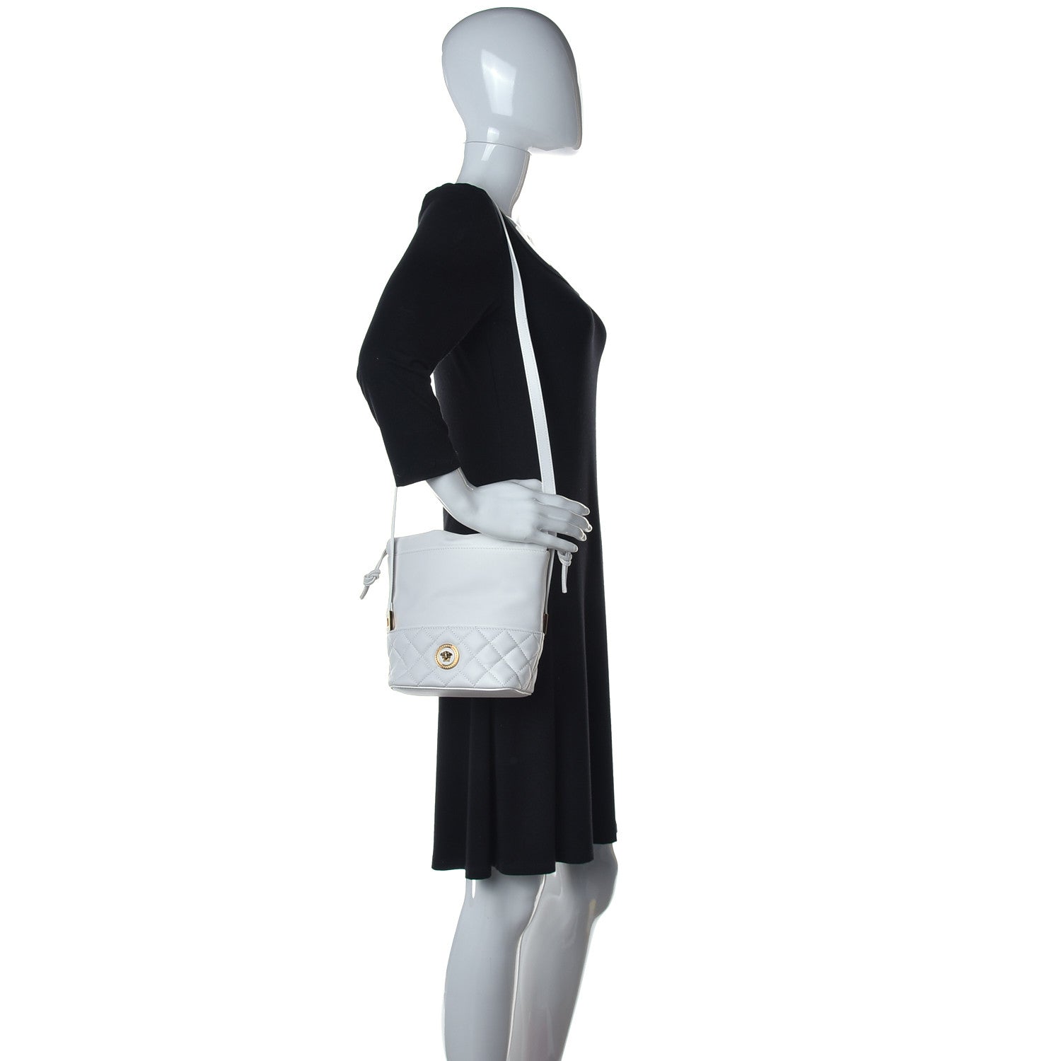 Versace Nappa Quilted Medusa Bucket Bag White 2 of 12