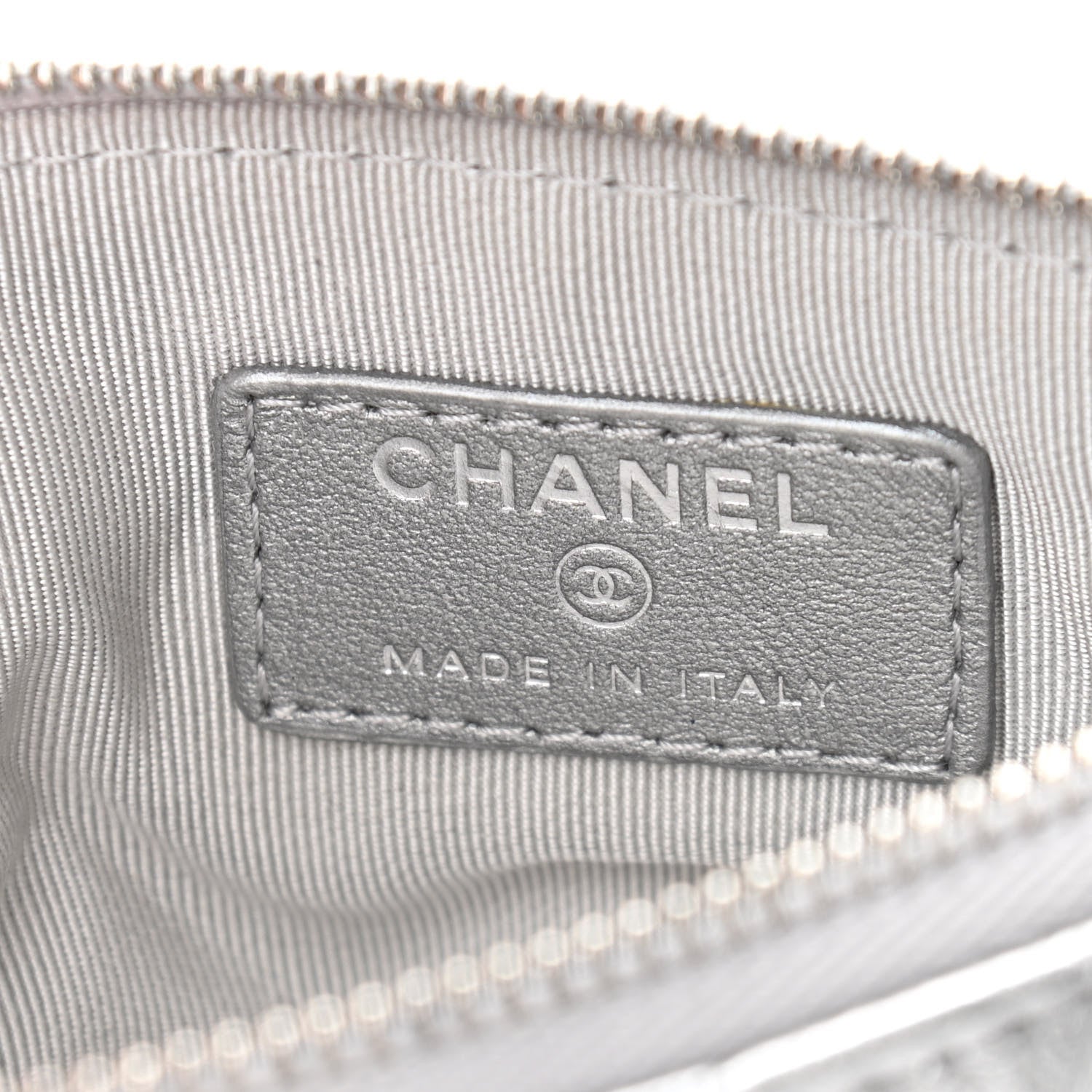 Chanel Metallic Calfskin Quilted Small Cosmo Cosmetic Case Silver 6 of 8
