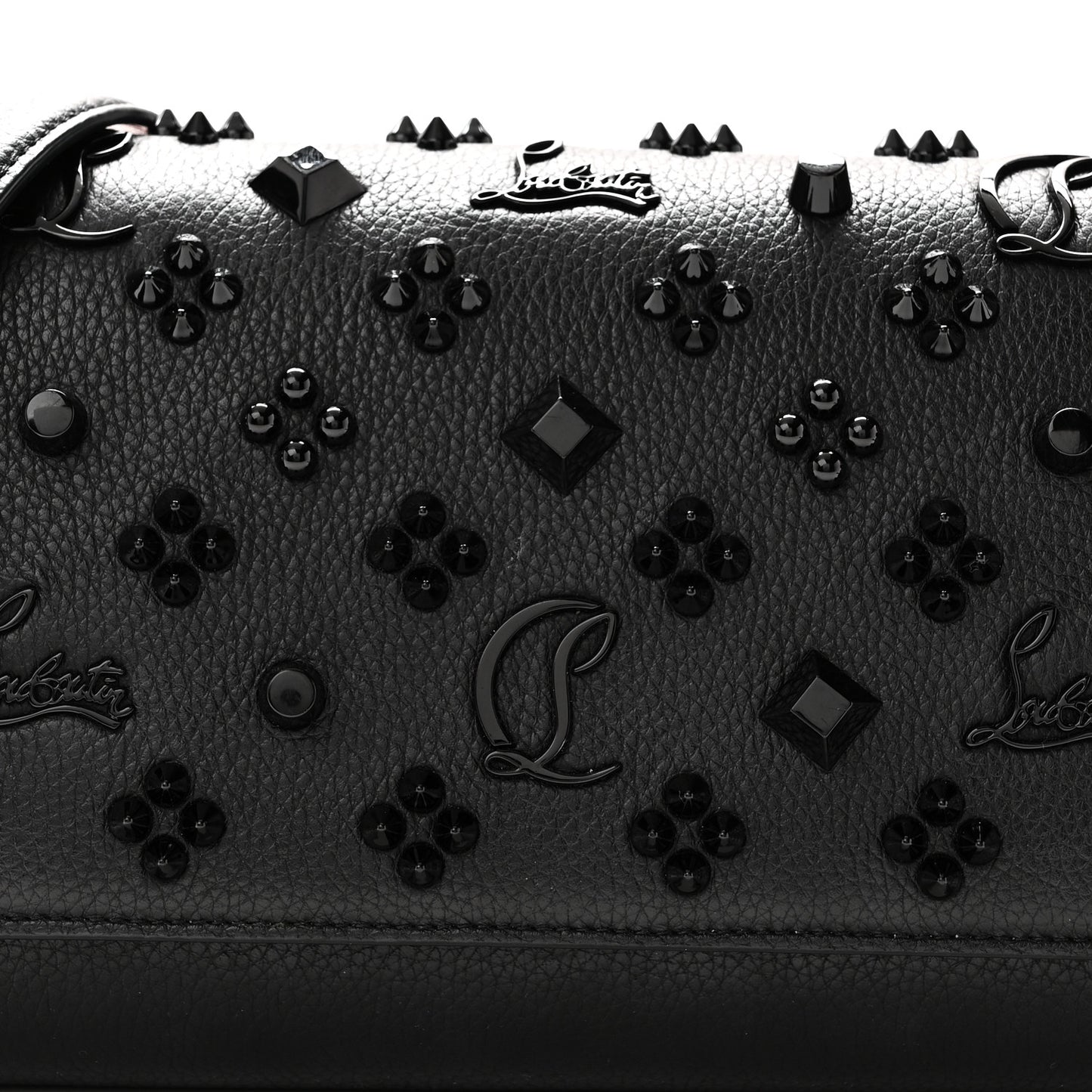 Calfskin Spikes Loubinthesky Paloma Clutch Black