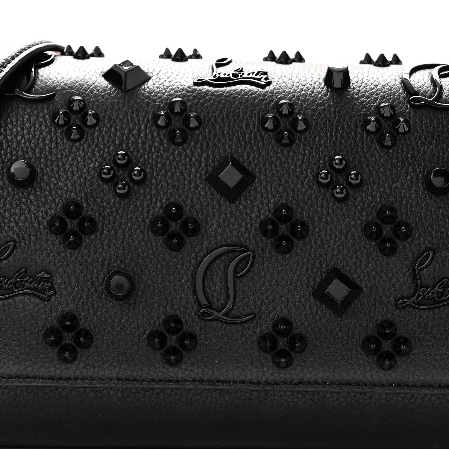 Christian Louboutin Calfskin Spikes Loubinthesky Paloma Clutch Black 8 of 10
