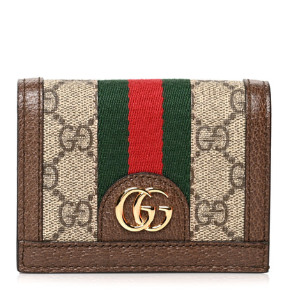 Gucci GG Supreme Monogram Web Ophidia Card Case Beige New Acero 1 of 8