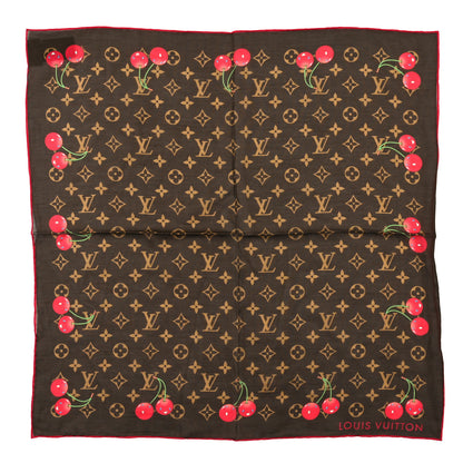 Louis Vuitton LV X TM Silk Monogram Cerise Square Scarf 55 Brown 1 of 3