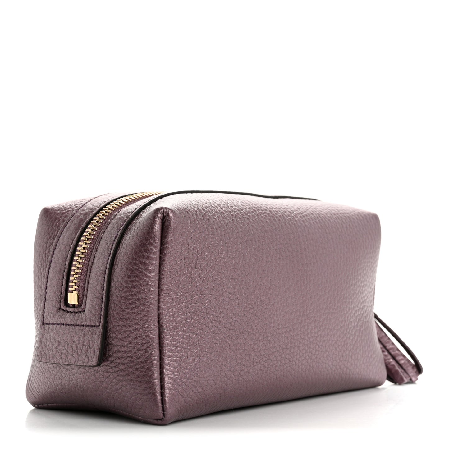 Metallic Pebbled Calfskin Medium Soho Cosmetic Case Purple