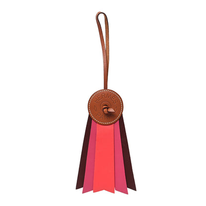 Hermes Vache Hunter Milo Lambskin Paddock Flot Bag Charm Rose Shocking 1 of 3