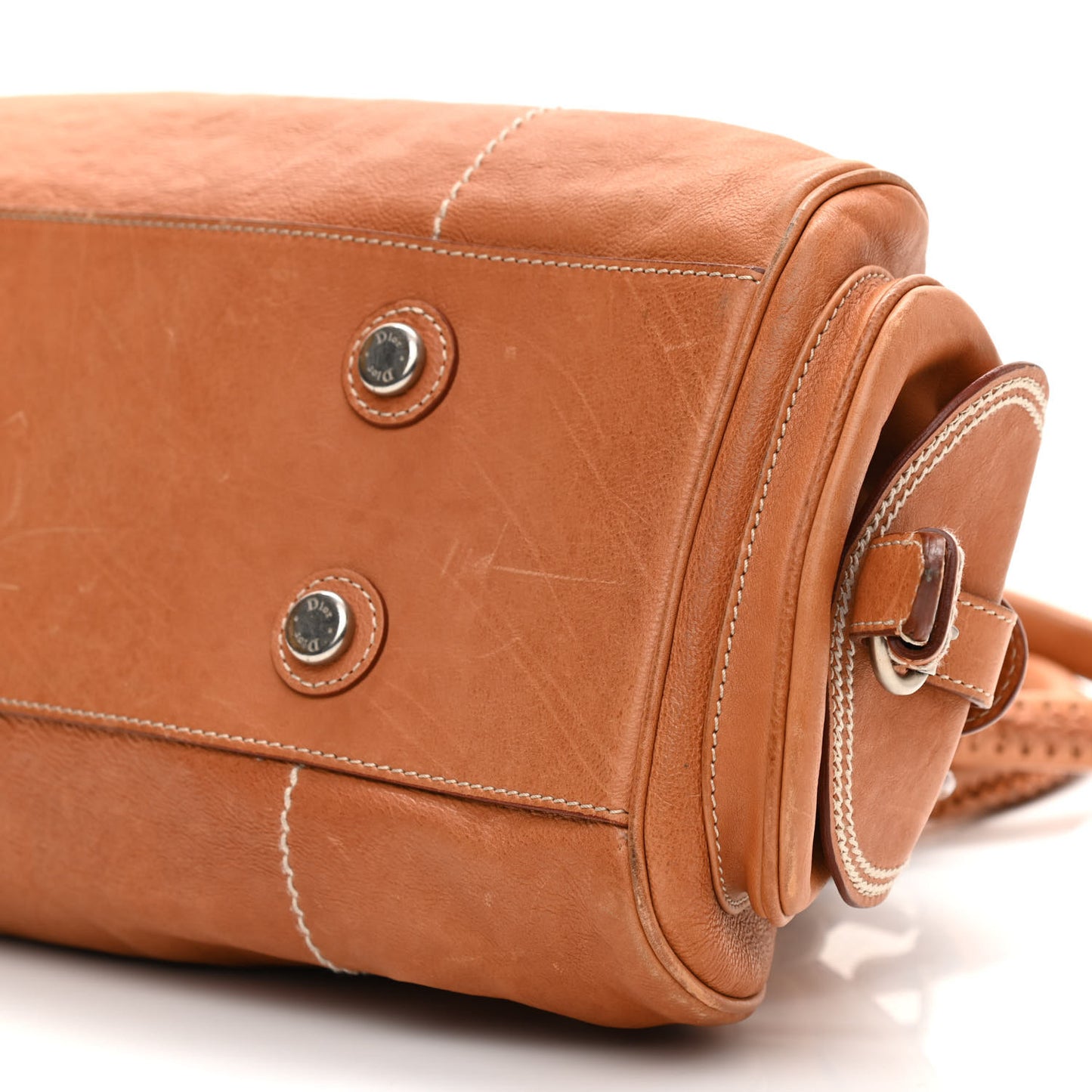 Calfskin Large My Dior Frame Pocket Satchel Brown