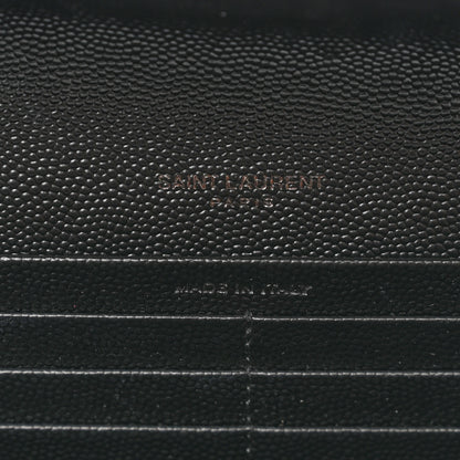 Saint Laurent Grain De Poudre Matelasse Chevron Monogram Flap Wallet Black 6 of 8