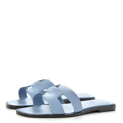 Hermes Calfskin Oran Sandals 35.5 Bleu Bleuet 3 of 9