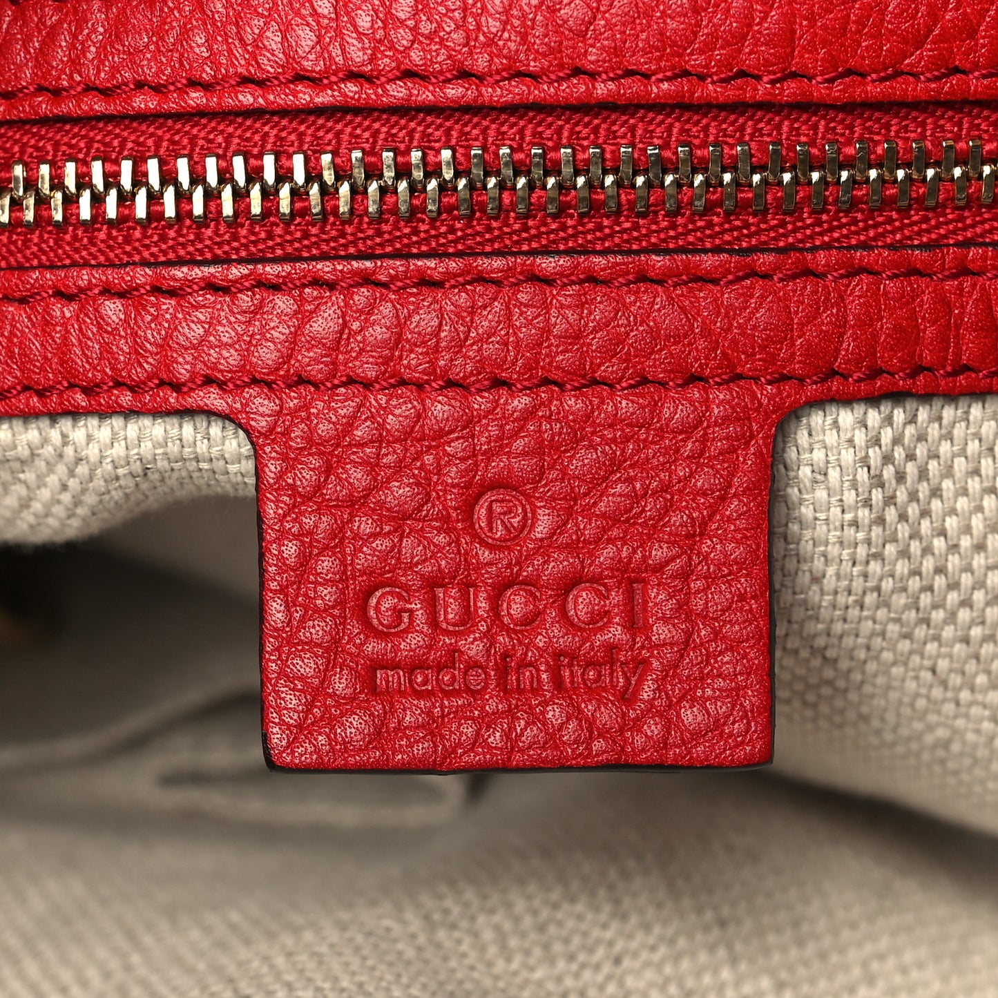 Pebbled Calfskin Large Soho Shoulder Bag Red