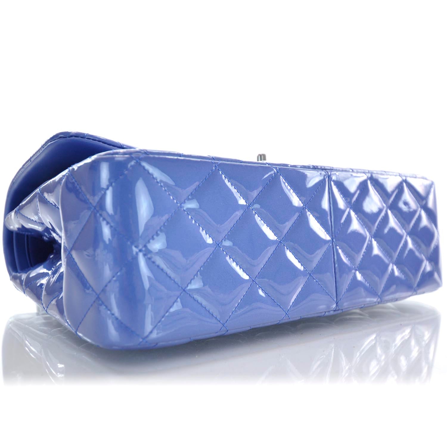 Chanel Patent Jumbo Double Flap Metallic Royal Blue 6 of 11