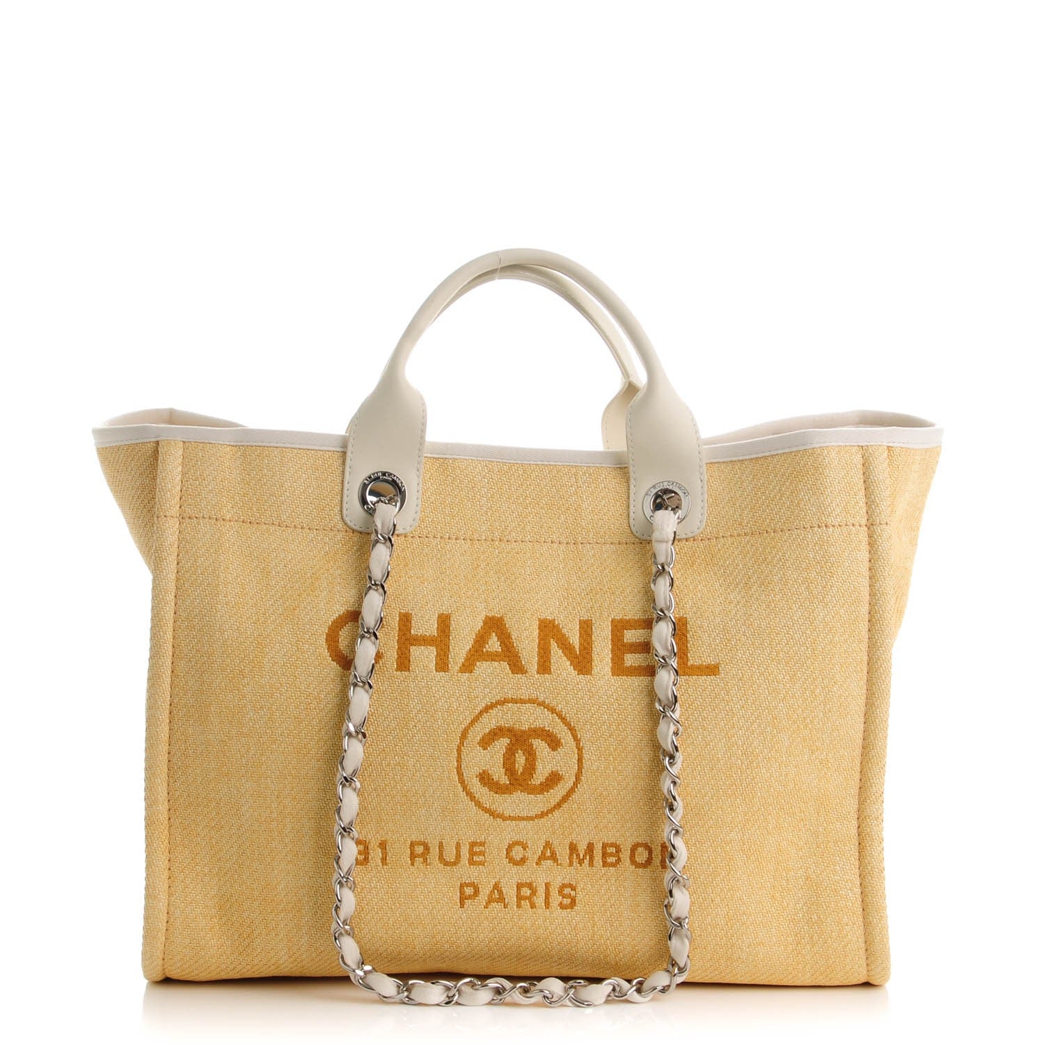 Chanel Woven Straw Raffia Large Deauville Tote Yellow 1 of 7