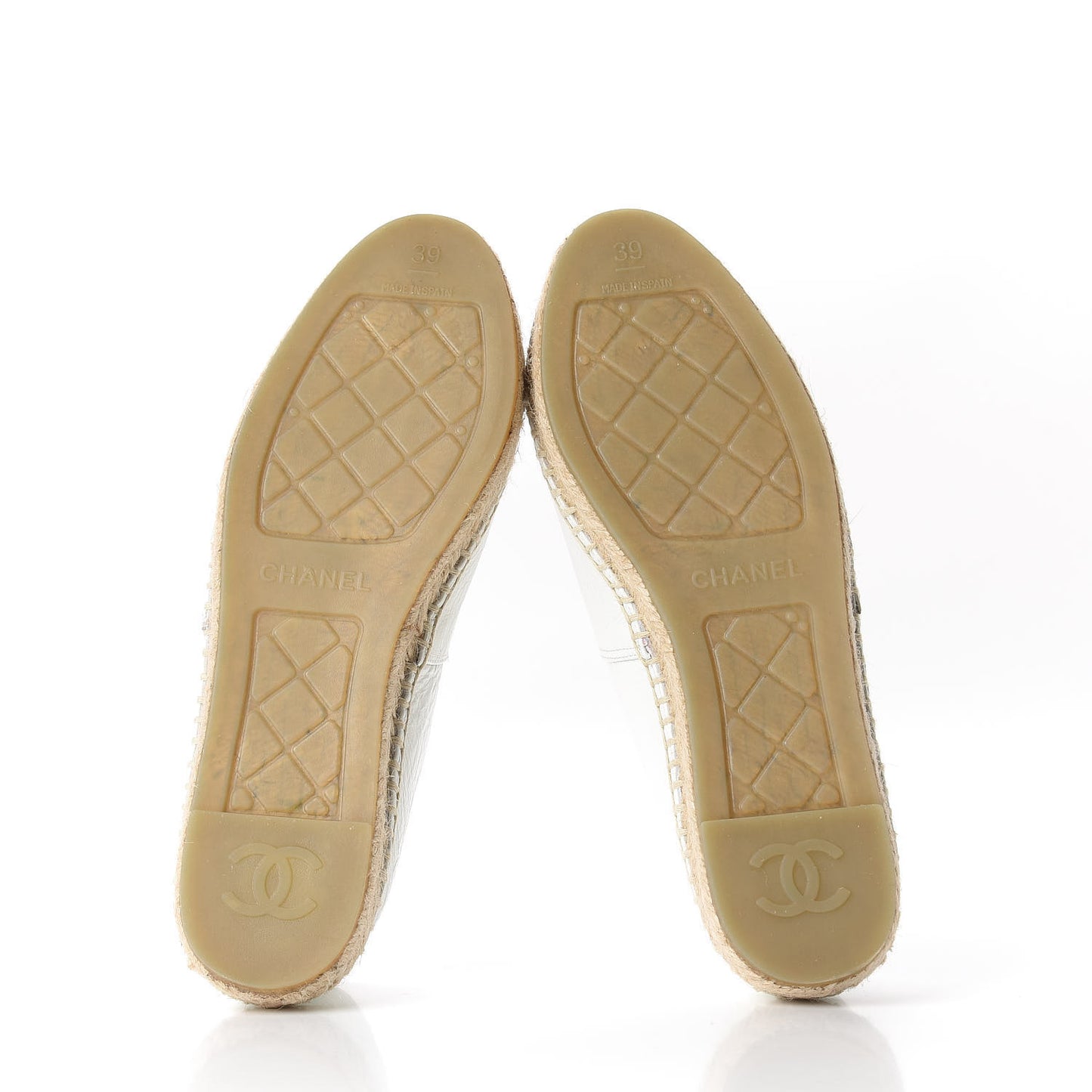 Distressed Patent CC Espadrilles 39 White