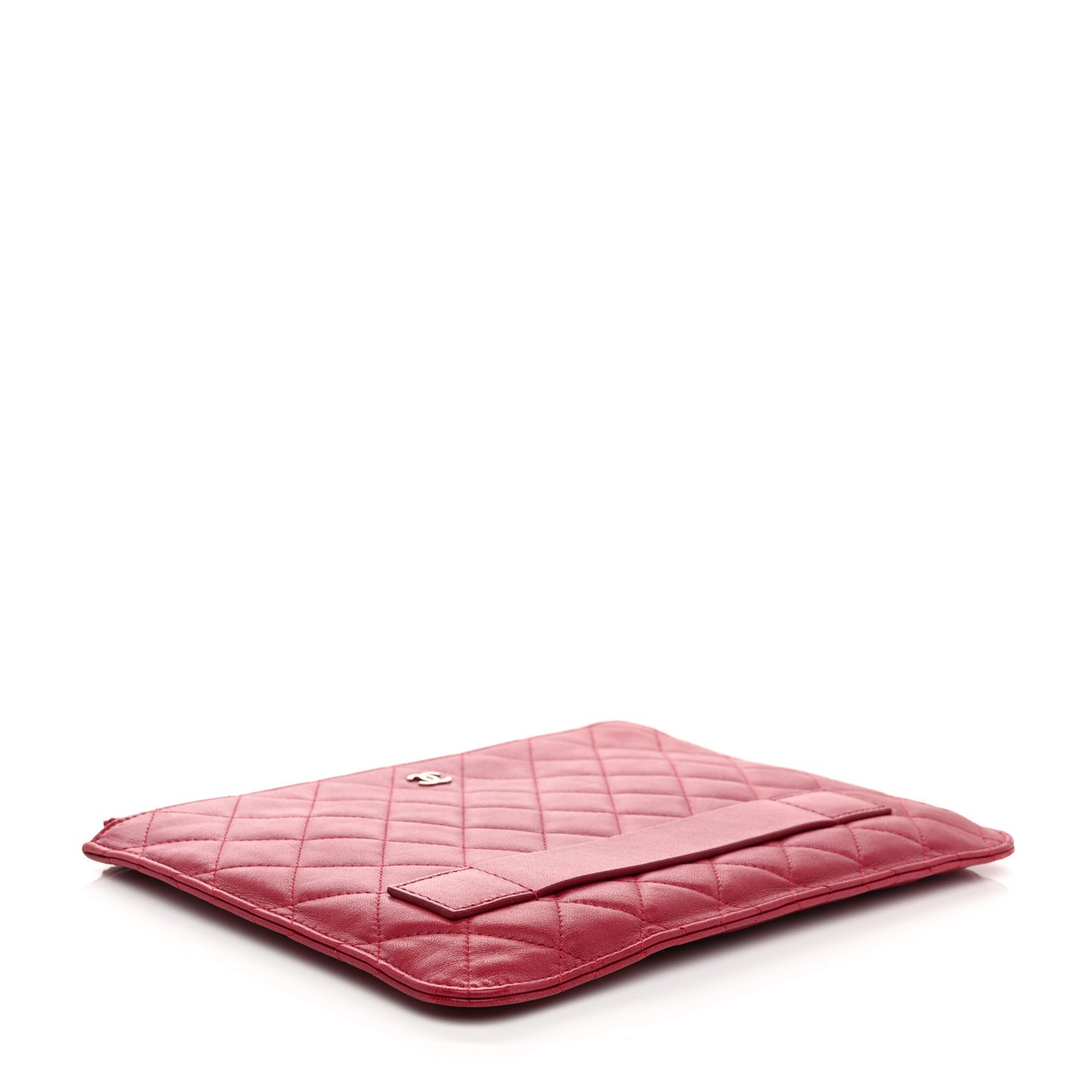 Calfskin Quilted Medium Slide Pouch Red