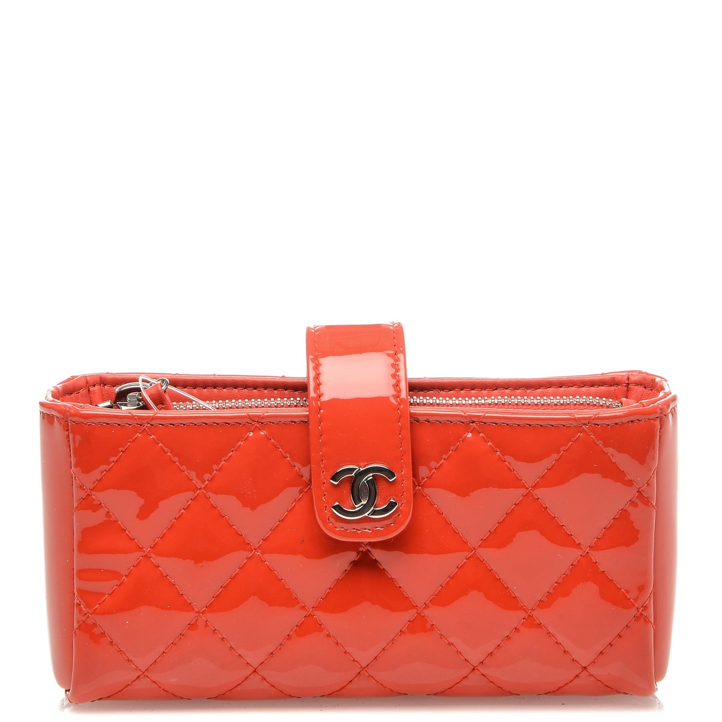 Patent Quilted Mini Phone Holder Clutch Red