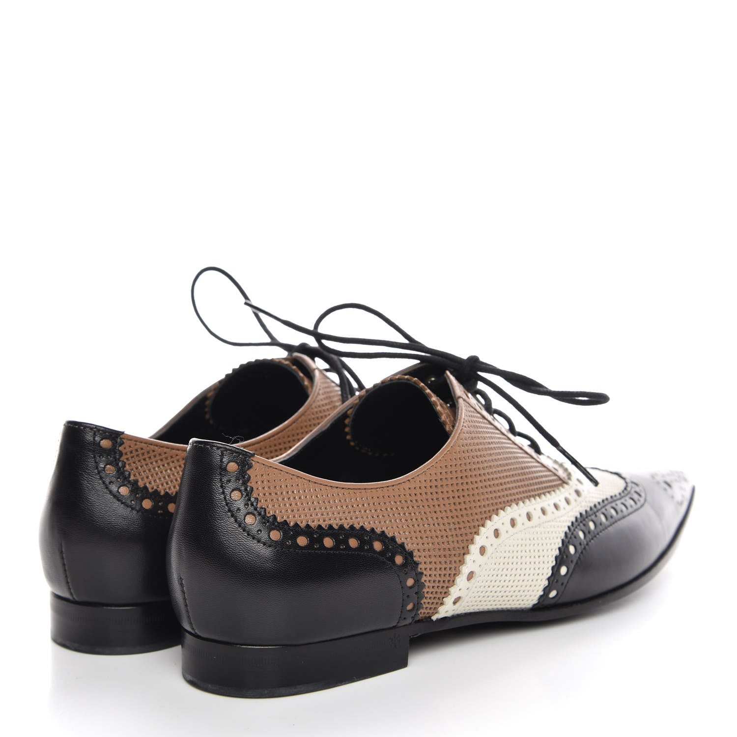 Gucci Malaga Kid Womens Gia Brogue Lace Up Loafers 37.5 Black Brown 4 of 10