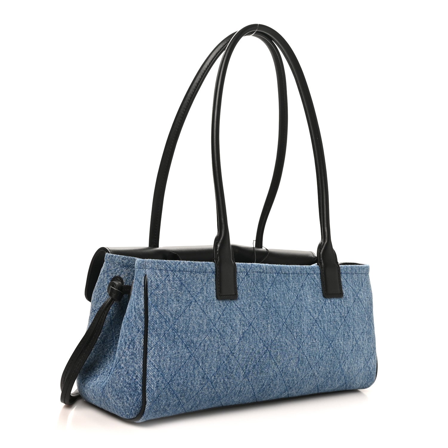 Chanel Calfskin Denim Stitched Urban Essentials Small Shopping Bag Blue Black 3 of 10