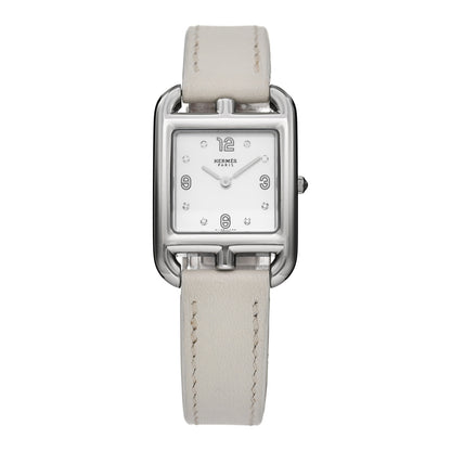 Hermes Stainless Steel Swift Diamond Mother of Pearl 23mm Cape Cod Quartz Watch Blanc 1 of 4