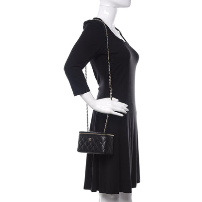 Chanel Lambskin Quilted Small Vanity Case With Chain Black 2 of 9