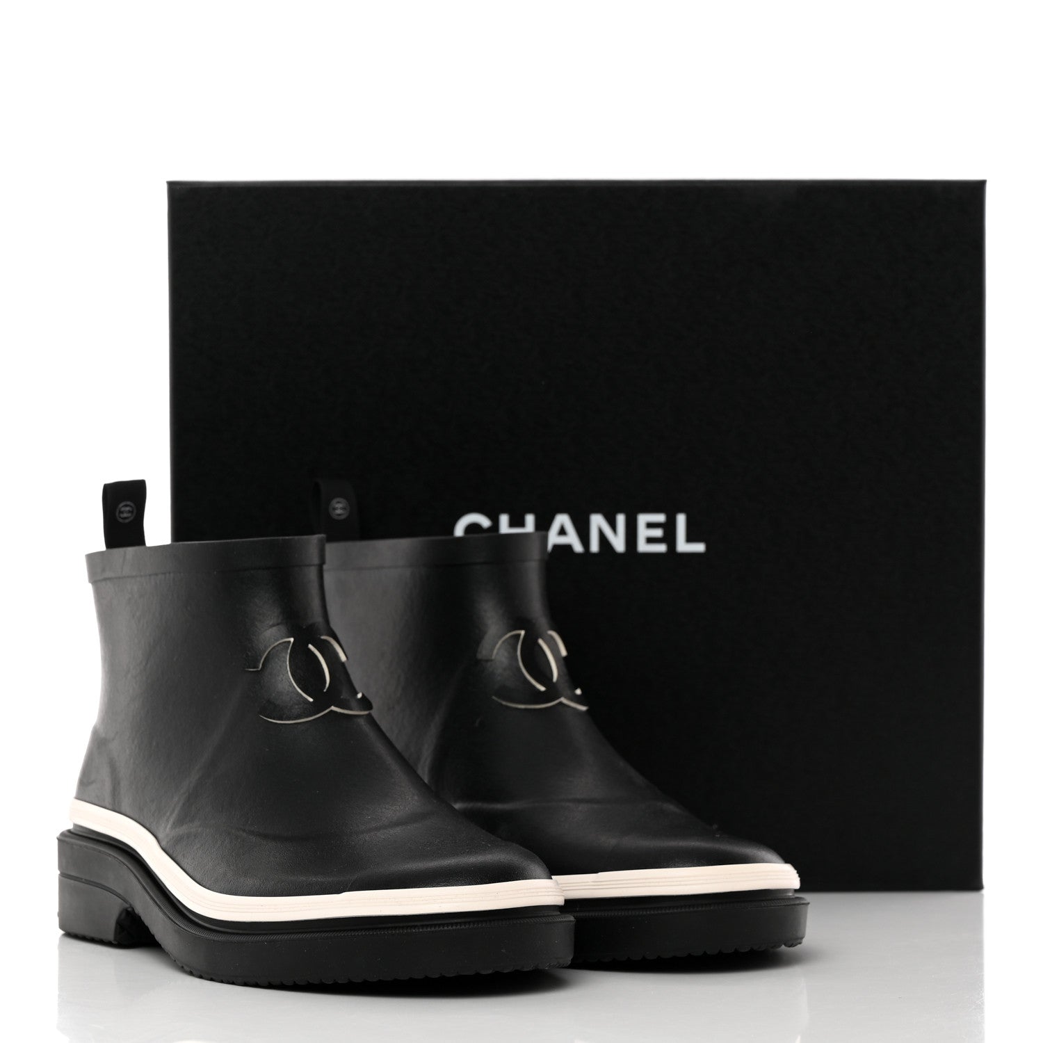 Chanel Rubber CC Short Rain Boots 39 Black 17 of 17