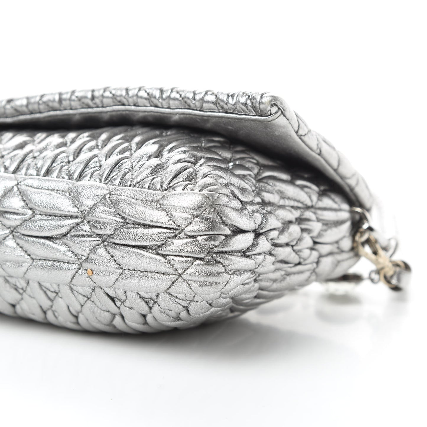 Nappa Matelasse Crystal Flap Clutch Cromo