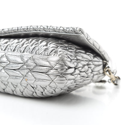 Miu Miu Nappa Matelasse Crystal Flap Clutch Cromo 11 of 13