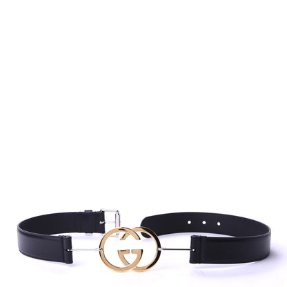 Gucci Calfskin Interlocking G Buckle Belt 80 32 Black 3 of 5