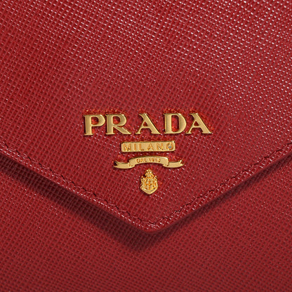 Prada Saffiano Bi-Color Envelope Wallet Fuoco Papaya 8 of 8