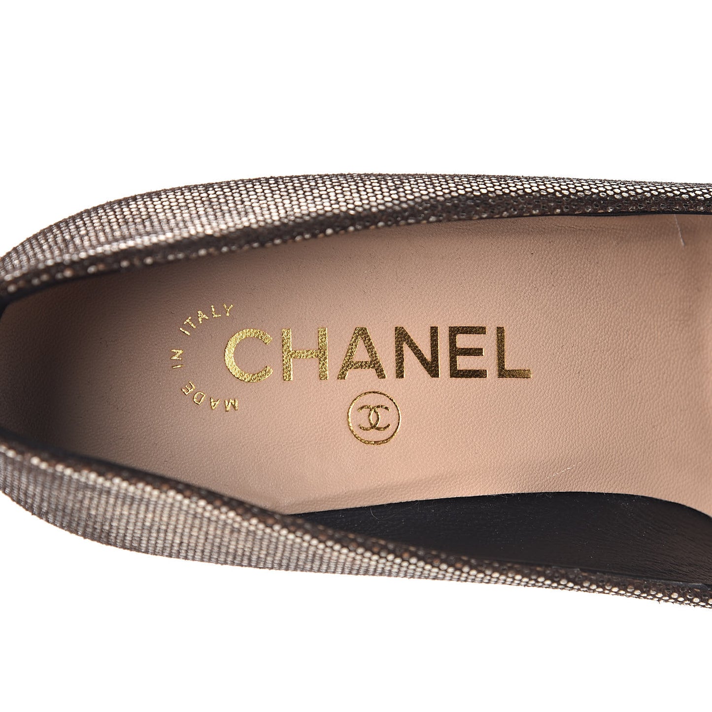 Metallic Fabric CC Cap Toe Pumps 38 Silver Black