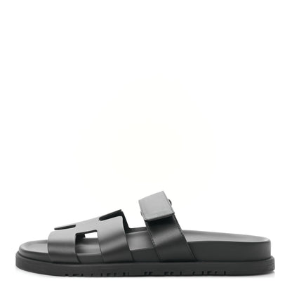 Hermes Calfskin Womens Chypre Sandals 38 Black 1 of 8