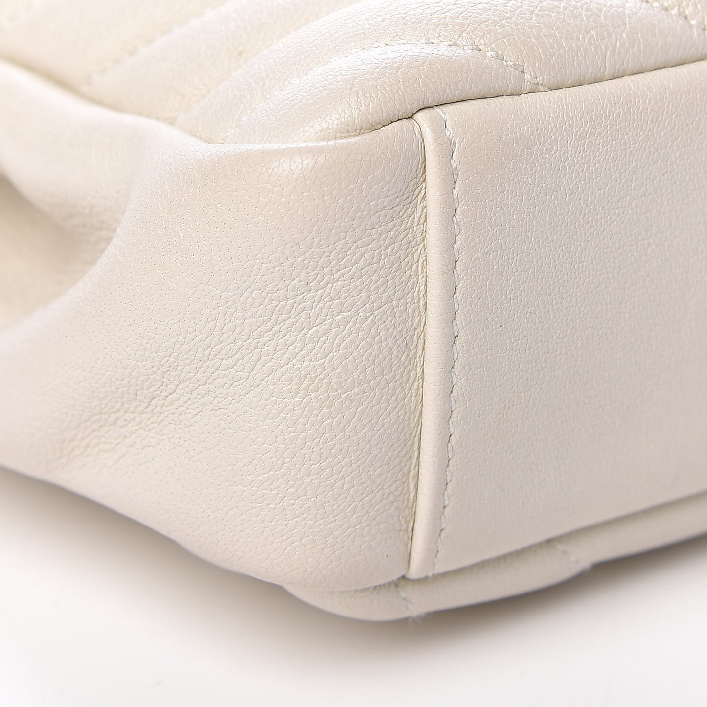 Sheepskin Matelasse Chevron Monogram Medium College Bag Dove White