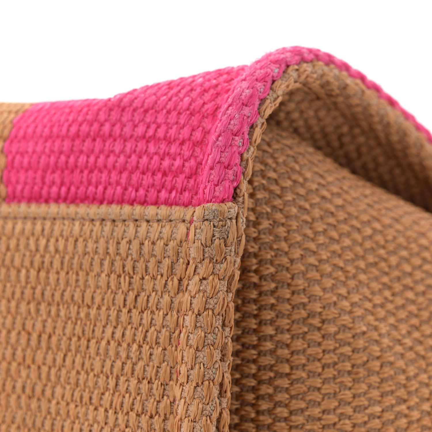 Chanel Straw Raffia Calfskin Striped Medium Deauville Tote Dark Beige Fuchsia Navy Blue 11 of 12