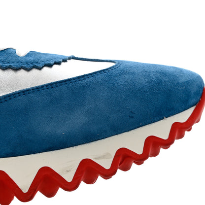 Christian Louboutin Suede Laminated Nappa Mens Loubishark Sneakers 45 Ludwig Silver 9 of 10