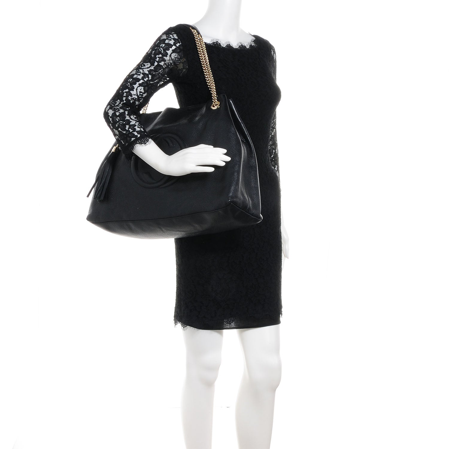Gucci Pebbled Calfskin Large Soho Chain Shoulder Bag Black 2 of 8