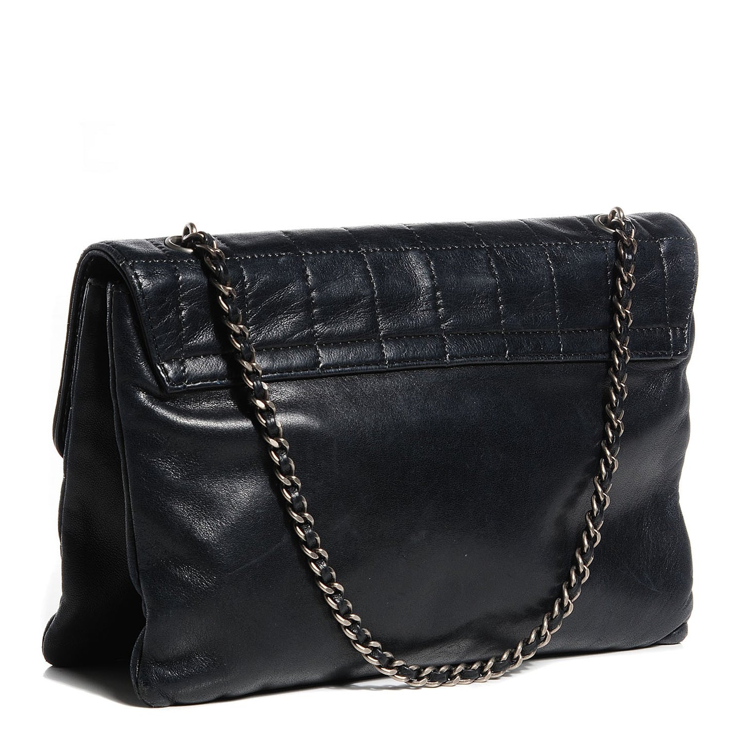 Lambskin Chocolate Bar Mademoiselle Flap Black